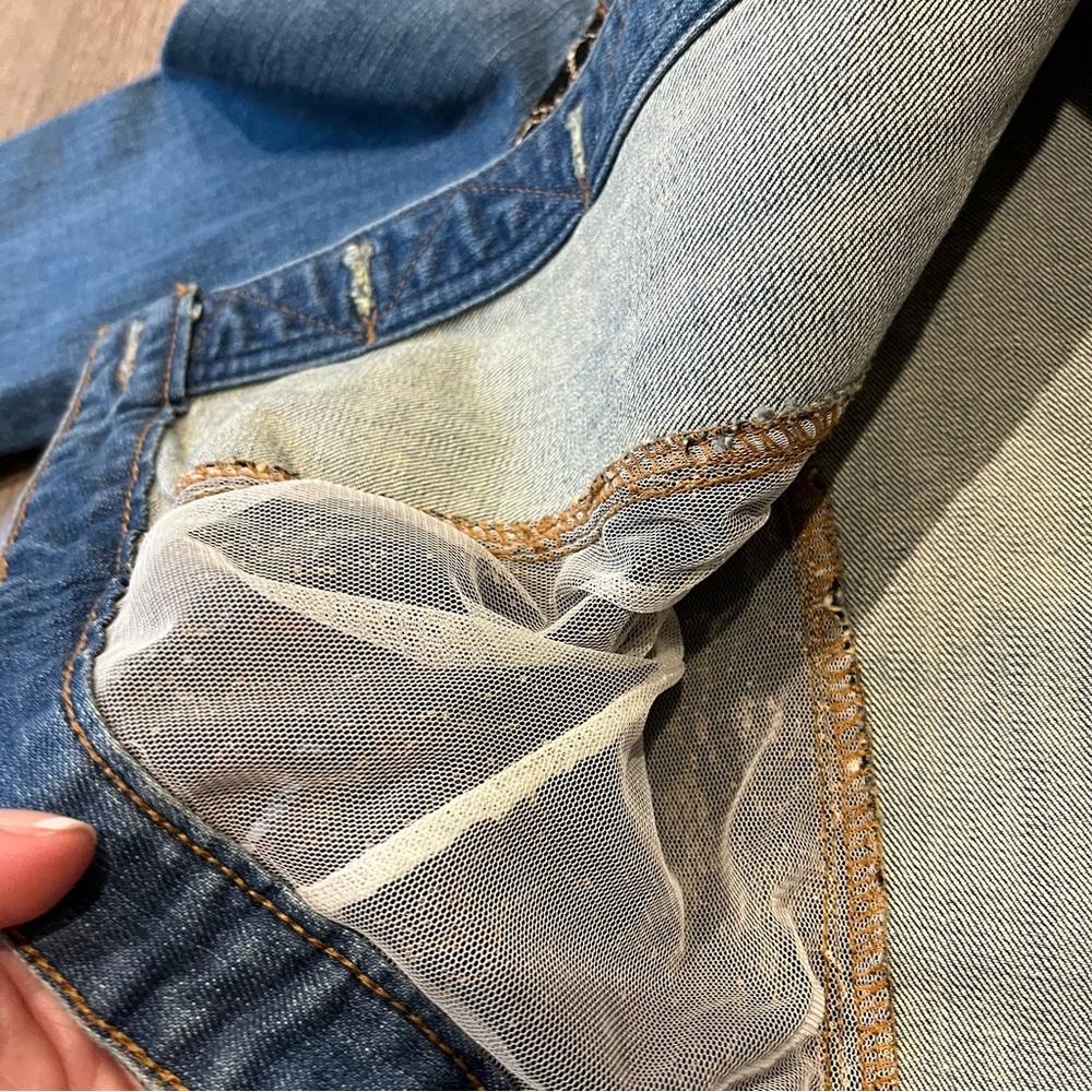 Vintage 90s Boston Proper Lace and Denim Jacket - Picture 12 of 14